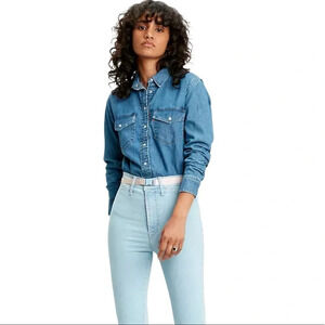 Levi's Essential Western Vintage Y2K Shirt Jacket Shacket Small PETITE